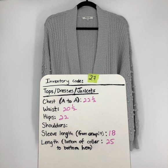 Madewell Grey Bobble Cardigan / Open front Sweater in Cool Fog Long sleeve S - Picture 15 of 16